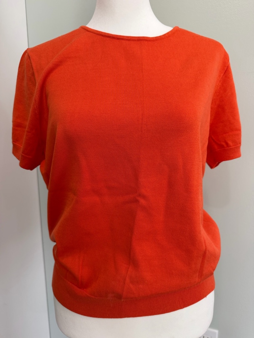Vintage Lauren Ralph Lauren Orange Short Sleeve Classic Knit Silk Blend Top LG